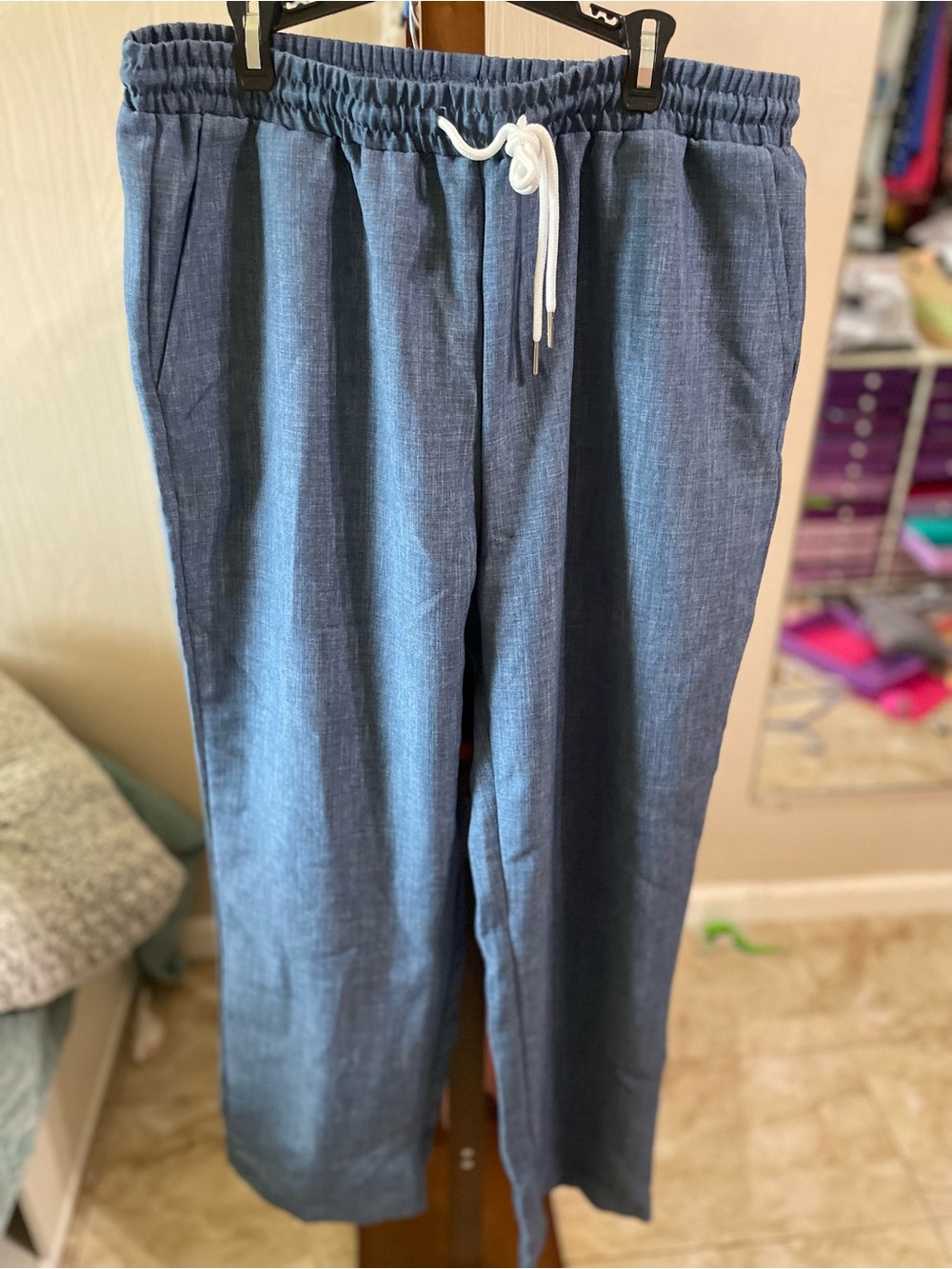 Women's Elastic-Waist Drawstring Joggers — Blue